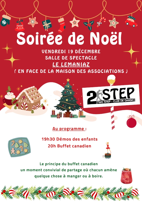 Affiche soirée de Noël rouge et blanc